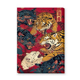 Japanese Tiger Panther Traditional Wall Art Print – Roaring Cats on Red