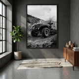 Jeep Wrangler Off Road Modern Wall Art Poster – Black and White Mud Trail Photo