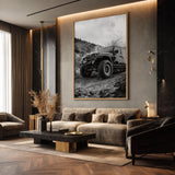 Jeep Wrangler Off Road Modern Wall Art Poster – Black and White Mud Trail Photo