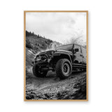 Jeep Wrangler Off Road Modern Wall Art Poster – Black and White Mud Trail Photo