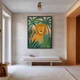 Jungle Lion Kids Nursery Wall Art Poster – Cute Safari Botanical Print