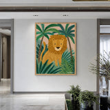 Jungle Lion Kids Nursery Wall Art Poster – Cute Safari Botanical Print