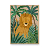 Jungle Lion Kids Nursery Wall Art Poster – Cute Safari Botanical Print