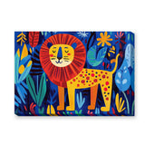 Jungle Lion Kids Wall Art Poster – Colorful Leaves and Flowers for Playful Rooms
