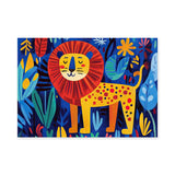 Jungle Lion Kids Wall Art Poster – Colorful Leaves and Flowers for Playful Rooms