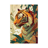 Jungle Tiger Modern Botanical Wall Decor – Tropical Safari Portrait