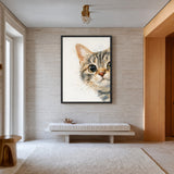 Kitten Watercolor Wall Art Print – Soft Cream Nursery Cat Portrait