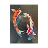 Koi Fish Modern Wall Art Poster – Colorful Pair on a Dark Speckled Background