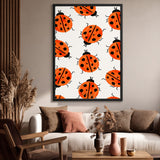Ladybug Pattern Kids Modern Wall Art Poster – Orange and Black Bug Print