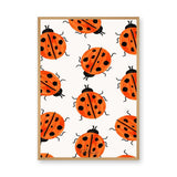 Ladybug Pattern Kids Modern Wall Art Poster – Orange and Black Bug Print