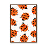 Ladybug Pattern Kids Modern Wall Art Poster – Orange and Black Bug Print