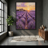 Lavender Field Traditional Wall Decor – Farmhouse Sunset Landscape