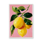 Lemon Botanical Modern Wall Decor – Pink Painterly Citrus Branch