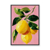 Lemon Botanical Modern Wall Decor – Pink Painterly Citrus Branch