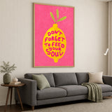 Lemon Quote Typography Wall Art Poster – Bright Pink Feed Your Soul Print