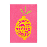 Lemon Quote Typography Wall Art Poster – Bright Pink Feed Your Soul Print