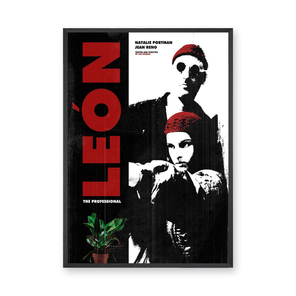 Leon The Professional Typography Wall Decor – Black White Red Film Print