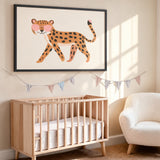 Leopard Kids Wall Art Poster – Big Cat in Pink Heart Sunglasses