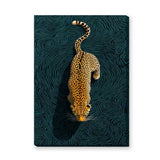 Leopard Modern Abstract Wall Decor – Teal Contour Line Animal Print