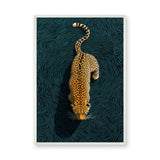 Leopard Modern Abstract Wall Decor – Teal Contour Line Animal Print