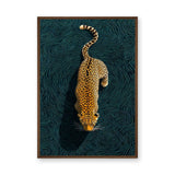 Leopard Modern Abstract Wall Decor – Teal Contour Line Animal Print