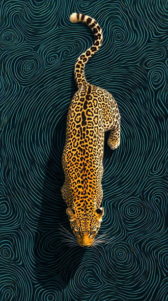 Leopard Modern Abstract Wall Decor – Teal Contour Line Animal Print