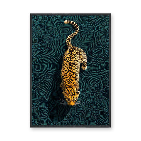Leopard Modern Abstract Wall Decor – Teal Contour Line Animal Print