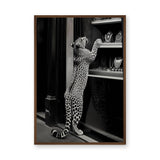 Leopard Photography Modern Wall Art Print – Black-and-White Window Shopping