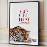 Leopard Typography Wall Art Poster – Red Motivational Quote on White