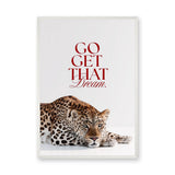 Leopard Typography Wall Art Poster – Red Motivational Quote on White