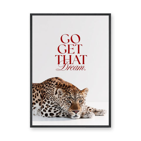Leopard Typography Wall Art Poster – Red Motivational Quote on White