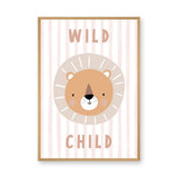 Lion Kids Typography Wall Art Print – Pastel Wild Child Nursery Print