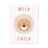 Lion Kids Typography Wall Art Print – Pastel Wild Child Nursery Print