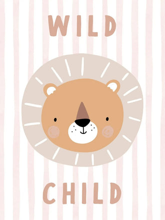 Lion Kids Typography Wall Art Print – Pastel Wild Child Nursery Print