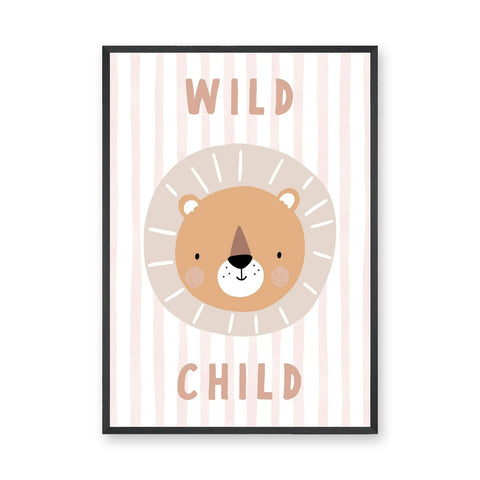 Lion Kids Typography Wall Art Print – Pastel Wild Child Nursery Print