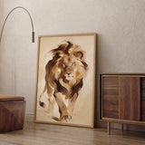 Lion Modern Abstract Wall Art Print – Gold Mane Animal Portrait