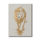 Lion Modern Abstract Wall Art Print – Gold Splatter Walking Portrait