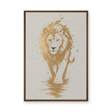 Lion Modern Abstract Wall Art Print – Gold Splatter Walking Portrait