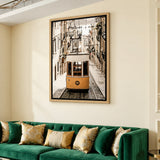 Lisbon Tram Vintage Wall Art Print – Yellow Tram on Cobblestone Street