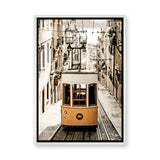 Lisbon Tram Vintage Wall Art Print – Yellow Tram on Cobblestone Street