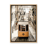 Lisbon Tram Vintage Wall Art Print – Yellow Tram on Cobblestone Street