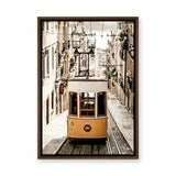 Lisbon Tram Vintage Wall Art Print – Yellow Tram on Cobblestone Street