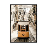 Lisbon Tram Vintage Wall Art Print – Yellow Tram on Cobblestone Street
