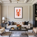 Lobster Kids Coastal Wall Art Print – Smiling Orange Sea Friend