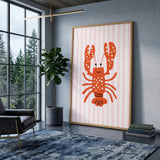 Lobster Kids Coastal Wall Art Print – Smiling Orange Sea Friend