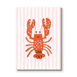 Lobster Kids Coastal Wall Art Print – Smiling Orange Sea Friend
