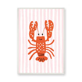 Lobster Kids Coastal Wall Art Print – Smiling Orange Sea Friend