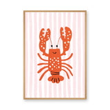 Lobster Kids Coastal Wall Art Print – Smiling Orange Sea Friend