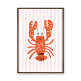 Lobster Kids Coastal Wall Art Print – Smiling Orange Sea Friend