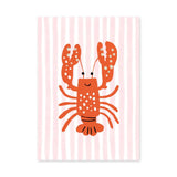 Lobster Kids Coastal Wall Art Print – Smiling Orange Sea Friend